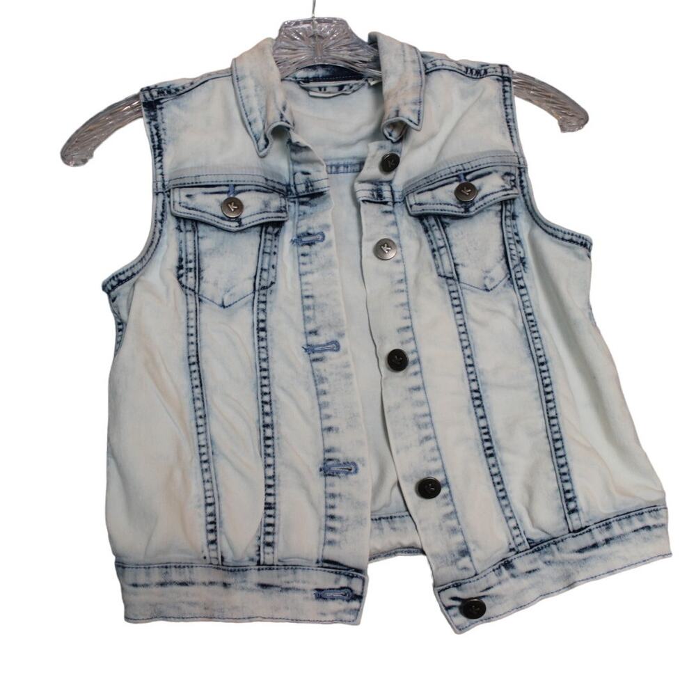 KIDPIK‎ Girls Sleeveless Light Wash Stretch Denim Vest Size Large